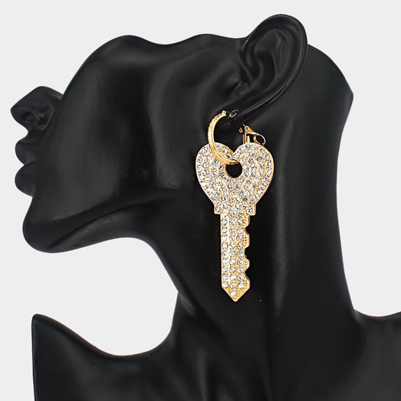Lana Bean Jewels Jewelry - Heart key earrings